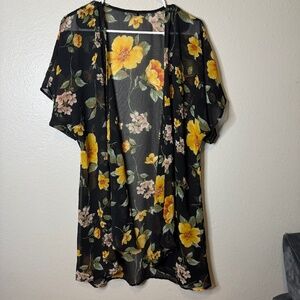Sheer Floral Kimono Style Cardigan or Swim cover up